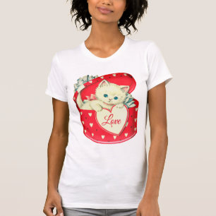 T-shirt Vintage chaton mignon dans une boîte cadeau avec l