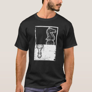 T-shirt Vintage Chess-Boxe Pion Et Chevalier Ombre