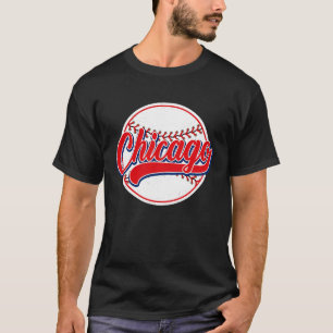 T-shirt Vintage Chicago Cityscape Baseball Homme Femmes