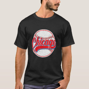 T-shirt Vintage Chicago Cityscape Baseball Homme Femmes