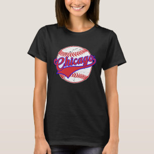 T-shirt Vintage Chicago Cityscape Baseball Homme Femmes