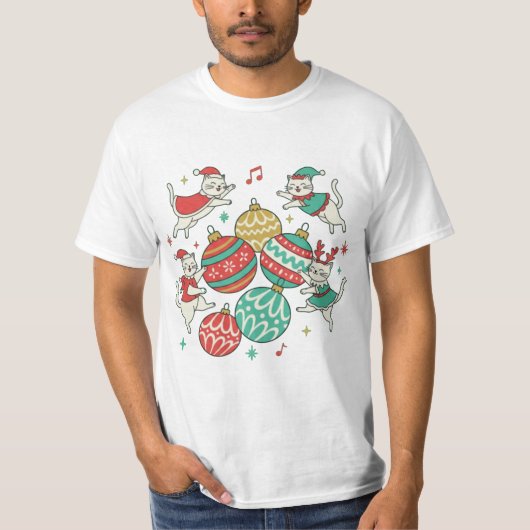 T-shirt Vintage Christmas Cats (Devant)