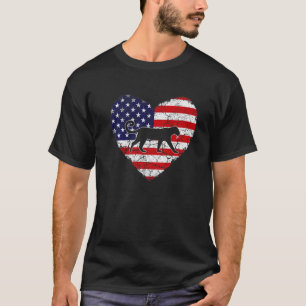 T-shirt Vintage Coeur Leopard Animal Retro Us American Fla