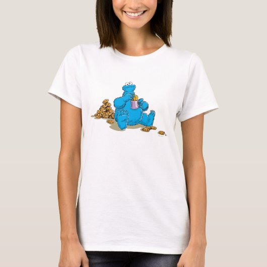 T-shirt Vintage Cookie Monster Manger Cookies (Devant)