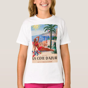 T-shirt Vintage Côte d'Azur Beach Girl