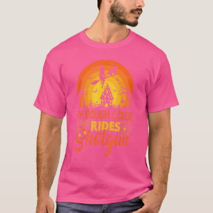 T-shirt Vintage coucher de soleil Mon rond Collie Chien Ri