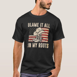 T-shirt Vintage Cowboy Boot Casquette Blâmer Tout Sur Mes