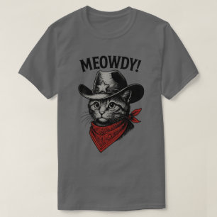 T-shirt Vintage Cowboy Cat Artwork - Meowdy Wild West
