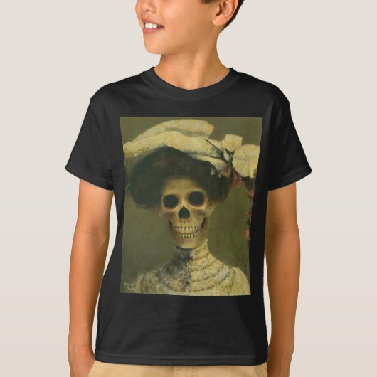 T-shirt Vintage dame de squelette gothique (Devant)