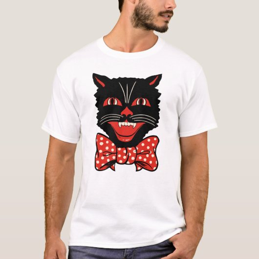T-shirt vintage de chat noir (Devant)