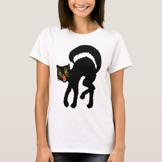 T-shirt vintage de chat noir (Devant)