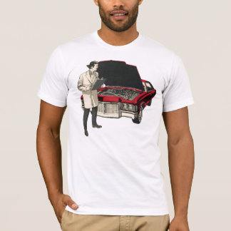 T-shirt vintage de scientifique et de voiture