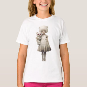 T-shirt Vintage des années 1980 La fille tient un ours en