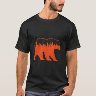 T-shirt Vintage Downtown Chicago City Skyline Walking-Bear
