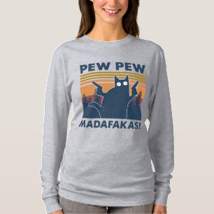 T-shirt vintage drôle de chat pew pew madafakas