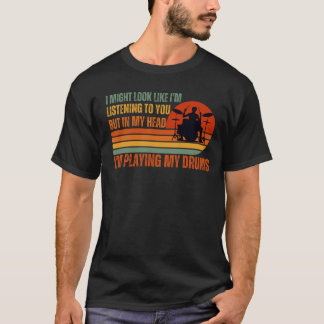 T-shirt Vintage Drôle Drummer Dit Musique Lover Drummer