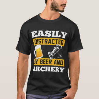 T-shirt Vintage Easily Distracted By Beer And Archery Drin