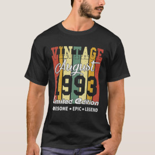 T-shirt Vintage édition limitée Décor d'anniversaire août