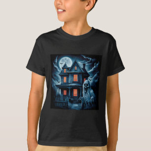 T-shirt Vintage Éffrayant Fantôme Maison Horreur noire Hal