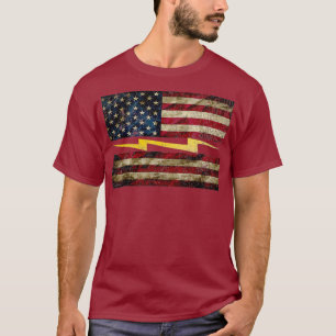 T-shirt Vintage Electricien US American Flag T Shirt