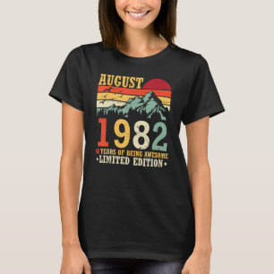 T-shirt Vintage En Août 1982 40 Ans D'Être Awesome L