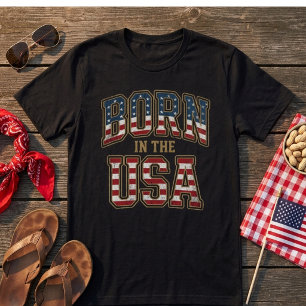 T-shirt Vintage en détresse Né aux États-Unis Patriotique