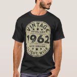 T-shirt Vintage established 1962 60th Birthday Party Retro<br><div class="desc">Vintage established 1962 60th Birthday Party Retro Men .swag, cool, funny, geek, hipster, adgpc, alcohol, art, cute, design, doctor who, eye, face, graphic, minimal, modern, music, pyramid, satire, science fiction, simple, summer, tardis, television, triangle, white, women's, abstract, abstraction, all seeing eye, allseeingeye, ape, asian food, awesome, beer, black, boss, bulldog,...</div>