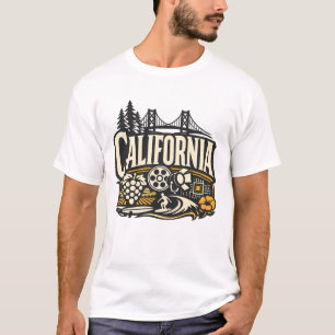 T-shirt Vintage État de Californie Hollywood Tech & Surf