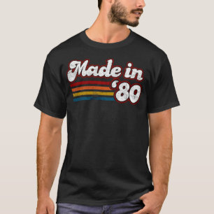 T-shirt Vintage Fabriqué en 1980 Graphique Rétro d'Anniver