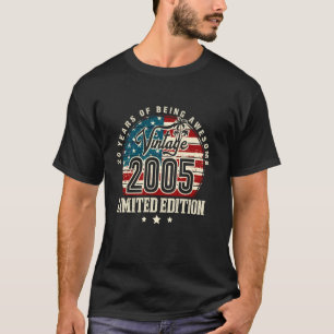 T-shirt Vintage Fabriqué En 2005 Drapeau Américain 20e Ann