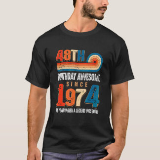 T-shirt Vintage Fait En 1974 48ème Anniversaire La Légende