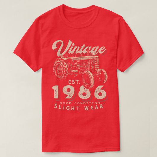 T-shirt Vintage Farmer Tractor established 1986 (Design devant)