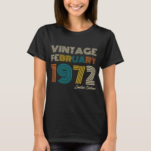 T-shirt Vintage février 1972 52e anniversaire (Devant)