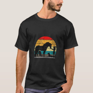 T-shirt Vintage fille avec chiens et cheval équitation