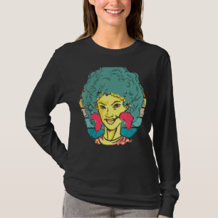 T-shirt Vintage fille noire rétro avec cheveux bouclés por