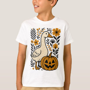 T-shirt Vintage Floral Boho Silly Goose Citrouille mignon
