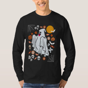 T-shirt Vintage Floral Fantôme Funny mignon Citrouille Hal