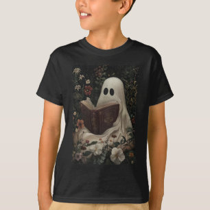 T-shirt Vintage Floral Fantôme Lecture Livre Halloween Cos