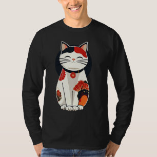 T-shirt Vintage Floral Kitten Lover Japonais Art Cute Chat