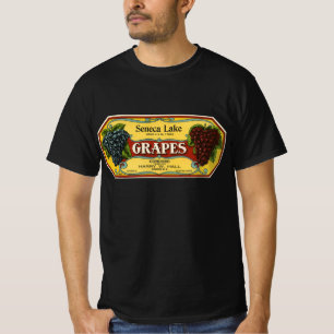 T-shirt Vintage Fruit Crate Art Étiquette, Seneca Lake Gra