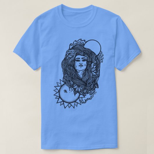 T-shirt Vintage Gaia Moon et Sun Goddess (Design devant)