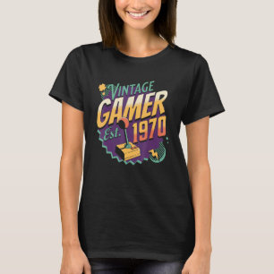 T-shirt Vintage Gamer 1970 Old School Joystick Retro Gamin