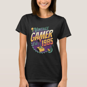 T-shirt Vintage Gamer 1985 Old School Joystick Retro Gamin