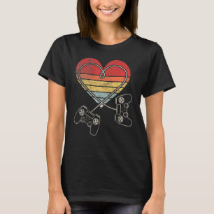 T-shirt Vintage Gamer Heart Controller Valentines Day Vide