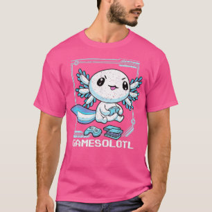 T-shirt Vintage Gamesolotl Axolotl Fish Playing Video Gam