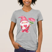 T-shirt Vintage Garden Gnome Women's Tee - Whimsical Pink  (Devant)