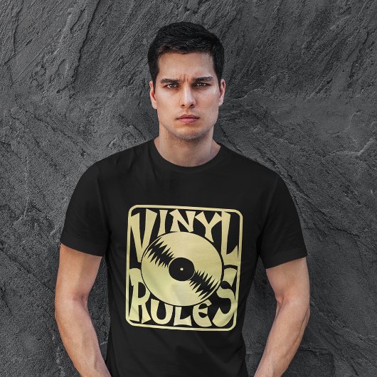 T-shirt Vintage Gold Record Vinyl Règles Hommes