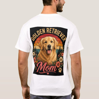 T-shirt Vintage Golden Retriever Mom Floral Sunset Dog Lov