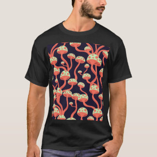 T-shirt Vintage Graphics Champignons Motif sans couture