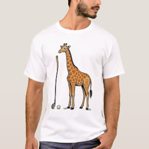 T-Shirt Vintage Gravure Girafe Golf Vector Desi